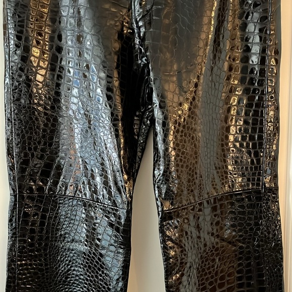 Comme Toujours Patent Leather Croc Embossed High Rise Pants - Picture 4 of 15